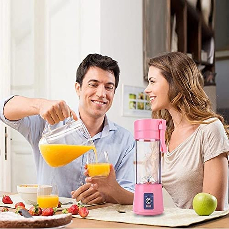380Ml Electric Portable Juicer Blender Cup, Household Fruit Mixer with Six Blades in 3D, USB Rechargeable Juice Blender Magnetic Secure Switch Electric Fruit Mixer (Purple) (Blue)