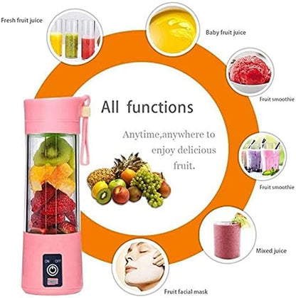 380Ml Electric Portable Juicer Blender Cup, Household Fruit Mixer with Six Blades in 3D, USB Rechargeable Juice Blender Magnetic Secure Switch Electric Fruit Mixer (Purple) (Blue)